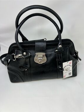 Etienne Aigner Black Leather Satchel Bag
